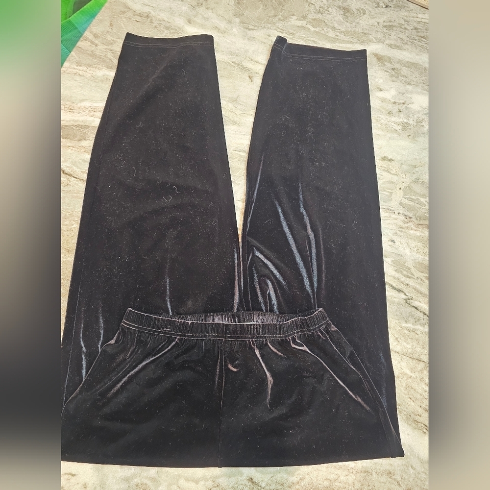 Maggy London Black Velvet Pull-On Pants Size 12 | Stretch Dressy Evening Trouser